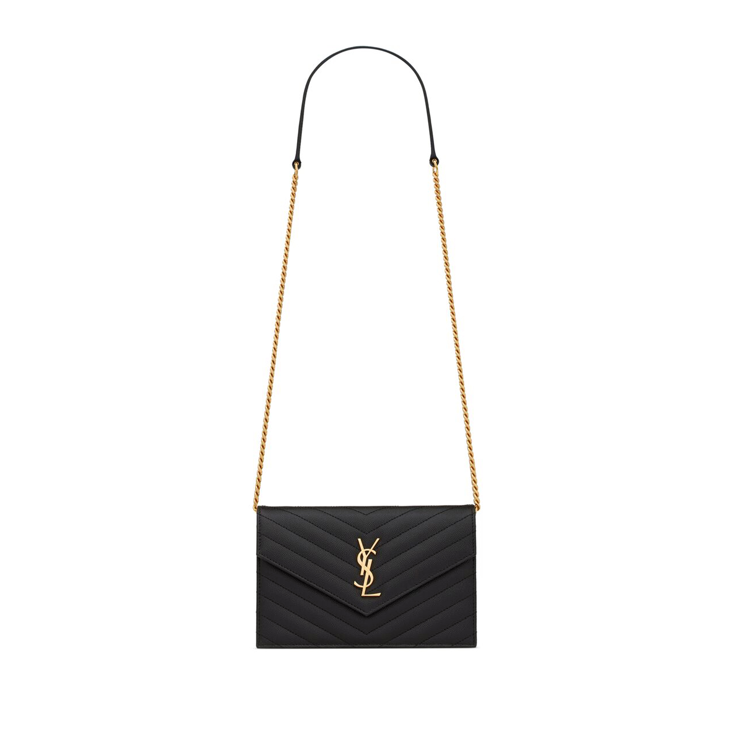 YSL CASSANDRE ENVELOPE CHAIN WALLET IN GRAIN DE POUDRE LEATHER 742920BOW011000 (19*12.5*3.5cm) YSL CASSANDRE ENVELOPE CHAIN WALLET IN GRAIN DE POUDRE LEATHER 742920BOW011000 (19*12.5*3.5cm)